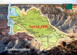 Turkmenistan Country Map New Postcard * Carte Geographique * Landkarte - Turkmenistan