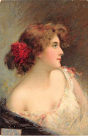 Illustrateur - N°91802 - A. Asti - Jeune Femme, Avec Des Fleurs Rouges Dans Les Cheveux - Carte Vendue En L'état - Asti