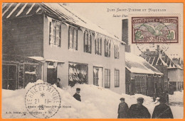 1928 - 40 C Goéland Sur Carte Postale De St Pierre Et Miquelon Vers Montreuil Sous Bois - Cachet à Tirets - Storia Postale