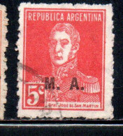 ARGENTINA 1923 1931 OFFICIAL DEPARTMENT STAMP OVERPRINTED M.A. MINISTRY OF AGRICULTURE MA 5c USED USADO - Officials