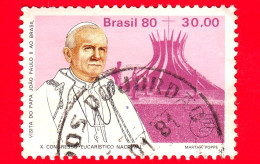 BRASILE - Usato - 1980 - Visita Di Papa Giovanni Paolo II In Brasile - Cattedrale Di Brasilia - 30.00 - Gebraucht