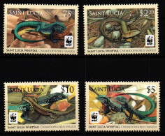 St. Lucia 1275-1278 Postfrisch Eidechsen, Reptilien #JV388 - St.Lucia (1979-...)