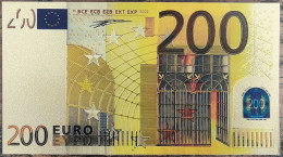 Billet 200 Euro - Réplique Polymère Dorée Feuille D'Or - 200€ - 200 Euro