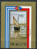 (!) SAILBOATCuba 1978. Yvert Block 54 - EXPO. FILATELICA PRAGA Czechoslovakia -  USED - Gebraucht