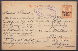 EP CP Postkarte 8c (type OC13) Càd FALMIGNOUL /30 IV 1917 Pour BINCHE- Cachet Censure "Militärische Postüberwachungsstel - German Occupation