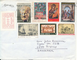 Greece Cover Sent To Denmark With A Lot Of Stamps - Storia Postale