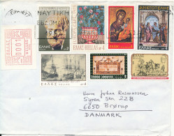 Greece Cover Sent To Denmark With A Lot Of Stamps - Briefe U. Dokumente