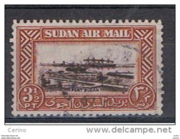 SUDAN:  1950  AIR  MAIL  -  3 1/2 P.  USED  STAMP  -  YV/TELL. 36 - Sudan (...-1951)