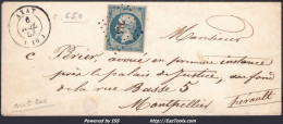 FRANCE PRESIDENCE N° 10 SUR LETTRE AVEC PC 215 AXAT AUDE + CAD DU 06/07/1853 - 1852 Luigi-Napoleone