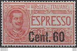 1922 Italia Espressi 60c. Su 50c. Rosso 1v. Bc MNH Sassone N. 6 - Sonstige & Ohne Zuordnung