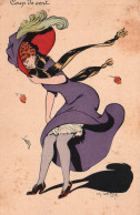 Illustration Ch. Naillod - Coup De Vent, Femme Au Grand Chapeau - Série 123/4 - Carte Non Circulée - Naillod