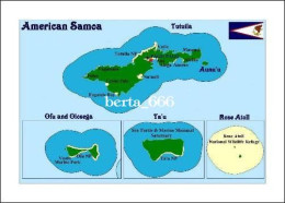 American Samoa Map New Postcard * Carte Geographique * Landkarte - American Samoa