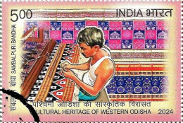 India 2024 CULTURAL HERITAGE OF WESTERN ODISHA 1v Stamp Handicraft Used Or First Day Cancelled As Per Scan - Gebruikt