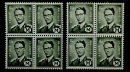 België M1 + M1a - Koning Boudewijn - Zwartgrijs En Olijfgrijs In Blok Van 4 - Stamps [M]