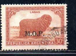 ARGENTINA 1935 1937 OFFICIAL DEPARTMENT STAMP OVERPRINTED M.O.P. MINISTRY OF PUBLIC WORKS MOP 30c USED USADO - Dienstmarken