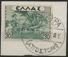 OICOPA10UFR-1941 Occup. Milit. Ital. CORFU'', Sass. Nr. P.A. 10, Francobollo Usato Per Posta Su Frammento °/ - Corfou