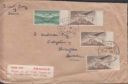 1949. EIRE. 3 Ex 1 P + 1 Sh AIR MAIL On Cover To Sweden Cancelled BAILE ATHA CLIATH 4 IV 49.... (Michel 102+) - JF432467 - Briefe U. Dokumente