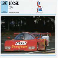 Fiche  -  Voiture De Course Le Mans  -  Écosse C286 (1987)  - Pilotes: Duez/Mallock/Leslie -  Carte De Collection - Autos