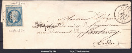 FRANCE N° 10 SUR LETTRE AVEC PC 2273 NIORT DEUX SEVRES + CAD DU 20/08/1853 - 1852 Luigi-Napoleone