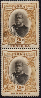 TONGA 1897 2d Grey & Bistre Die II Vertical Pair SG42b FU - Tonga (...-1970)