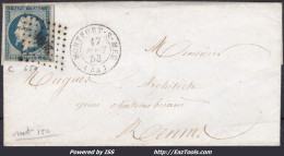 FRANCE N°10 SUR LETTRE PC 2094 MONTFORT SUR MEU ILLE ET VILAINE DU 17/08/1853 - 1852 Louis-Napoléon