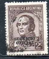 ARGENTINA 1938 1954 1940 OFFICIAL STAMPS SERVICE SERVICIO OFICIAL OVERPRINTED 2c USED USADO - Dienstmarken