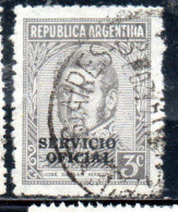 ARGENTINA 1938 1954 1939 OFFICIAL STAMPS SERVICE SERVICIO OFICIAL OVERPRINTED 3c USED USADO - Dienstmarken