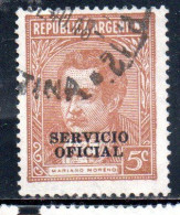 ARGENTINA 1938 1954 OFFICIAL STAMPS SERVICE SERVICIO OFICIAL OVERPRINTED 5c USED USADO - Dienstmarken