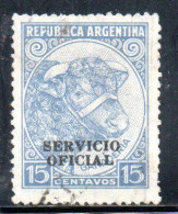 ARGENTINA 1938 1954 1939 OFFICIAL STAMPS SERVICE SERVICIO OFICIAL OVERPRINTED 15c USED USADO - Officials