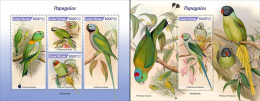 Guinea Bissau 2022, Animals, Parrots, 4val In BF+BF - Papegaaien, Parkieten