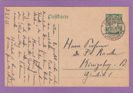 P 25.GANZSACHE AUS DANZIG NACH KÖNIGSBERG,1925. - Postwaardestukken