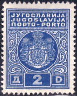954 Yougoslavie 2d Bleu MH * Neuf CH Ink Writing At The Back Ecriture Encre Au Dos (YUG-248) - Dienstzegels