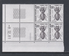 France Timbres-Taxe N° 106 XX Insectes : 1 F. Scarites, En Bloc De 4 Coin Daté Du 8 . 12 . 81 ; 2 Traits, Ss Ch. TB - Impuestos