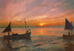 CARTOLINA ITALIA PESARO TORRETTE DI FANO BARCHE AL TRAMONTO Italy Postcard ITALIEN Ansichtskarten - Fano