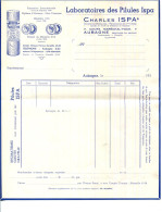 FACTURE.13.AUBAGNE.LABORATOIRES DES PILULES ISPA.CHARLES ISPA PHARMACIEN 7 COURS MARÉCHAL FOCH. - Droguerie & Parfumerie