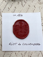 CACHET CIRE ANCIEN - Sigillographie - SCEAUX - WAX SEAL - Ca 1870 RÜDT De COLLENBERG - Stempel & Siegel