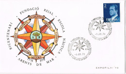 54676. Carta ARENYS De MAR (Barcelona) 1973. Real Escuela Nautica, Rosa De Los Vientos - Covers & Documents