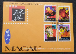 Macau Macao Traditional Chinese Toys 1996 Child Play Fish Lantern (stamp FDC) - Brieven En Documenten