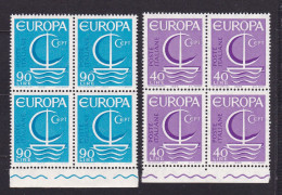 1966 Italia Italy Repubblica EUROPA CEPT EUROPE 4 Serie Di 2 Valori MNH** BARCA A VELA - SAIL Block 4 BOAT - 1966