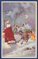 CPA Saint Nicolas Père Noël Santa Claus Nicolo Non Circulé Ane - Saint-Nicholas Day