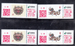 China 2024 Happy New Year Of The Dragon ATM Stamps 4v - Ongebruikt