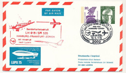 RFA - "Lupo 75", Liaison Aérienne LH 019 / SR 535 Hambourg, Franckfort, Zürich 19/4/1975 - Covers - Used