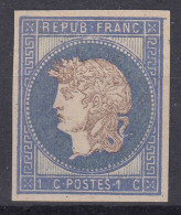 FRANCE 1876 - ESSAI PROJET GAIFFE 1c CADRE BLEU EFFIGIE GRISE NEUF - COTE 310 € - Proefdrukken, , Niet-uitgegeven, Experimentele Vignetten