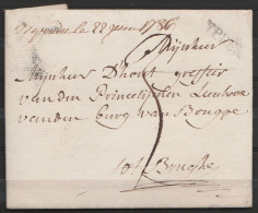 L. Datée 1786 De IPRES Pour BRUGHE (Brugge) - Griffe "YPRES" - Port "3" - 1714-1794 (Pays-Bas Autrichiens)