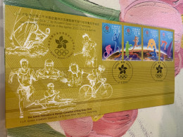 Hong Kong Stamp FDC Sydney Olympic Gold Cover Table Tennis Cycling Tennis Swim Row Run By Committee - Brieven En Documenten
