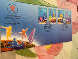 Hong Kong Stamp Sydney Olympic FDC  Cover 27/8/2000 Table Tennis Cycling Tennis Swim Row Run - Lettres & Documents