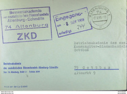 Fern-Brief Mit ZKD-Kastenstpl "Betriebsakademie Des Sozialistischen Binnenhandels Altenburg-Schmölln" Vom 2.9.69 Mit ... - Lettres & Documents
