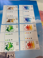 Hong Kong Stamp MNH Gutter Pair Traffic Light Wheelchair Table Tennis Basketball Archery - Cartas & Documentos