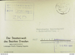 Orts-Brief Mit ZKD-Kastenst "Staatsanwalt Des Bezirkes Dresden 8016 Dresden" 13.5.66 An TU Dresden Mit Viol. Eing-Stpl. - Briefe U. Dokumente