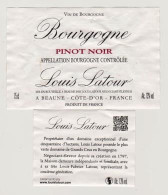 Etiquette  Et Contre étiquette " Bourgogne PINOT NOIR " Louis Latour Beaune (1542)_ev285 - Bourgogne